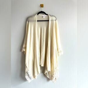 Romantic Boho Lace Trim Drape Cardigan Kimono | Cottagecore Layering OS